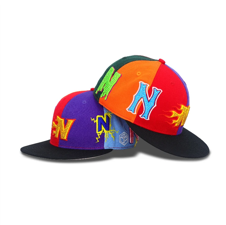 TCAP China China personalizată Plină Round Brim 6 Panouri Capac cu pălărie cu strasuri